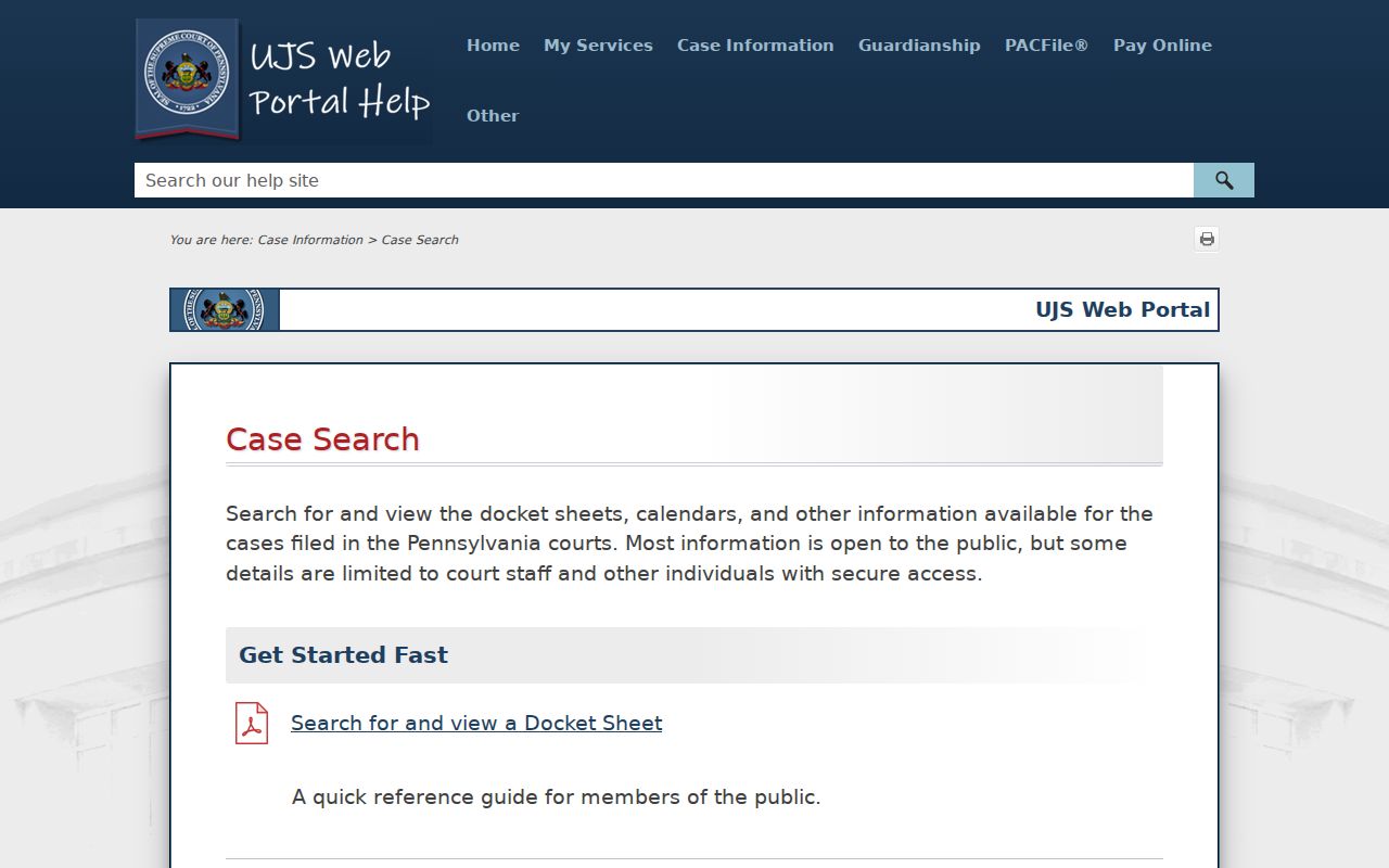 Wyoming County criminal court case search instructions