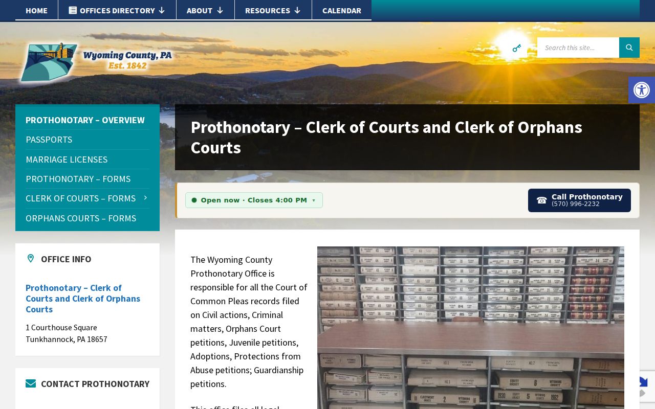 Wyoming County criminal court records clerk page