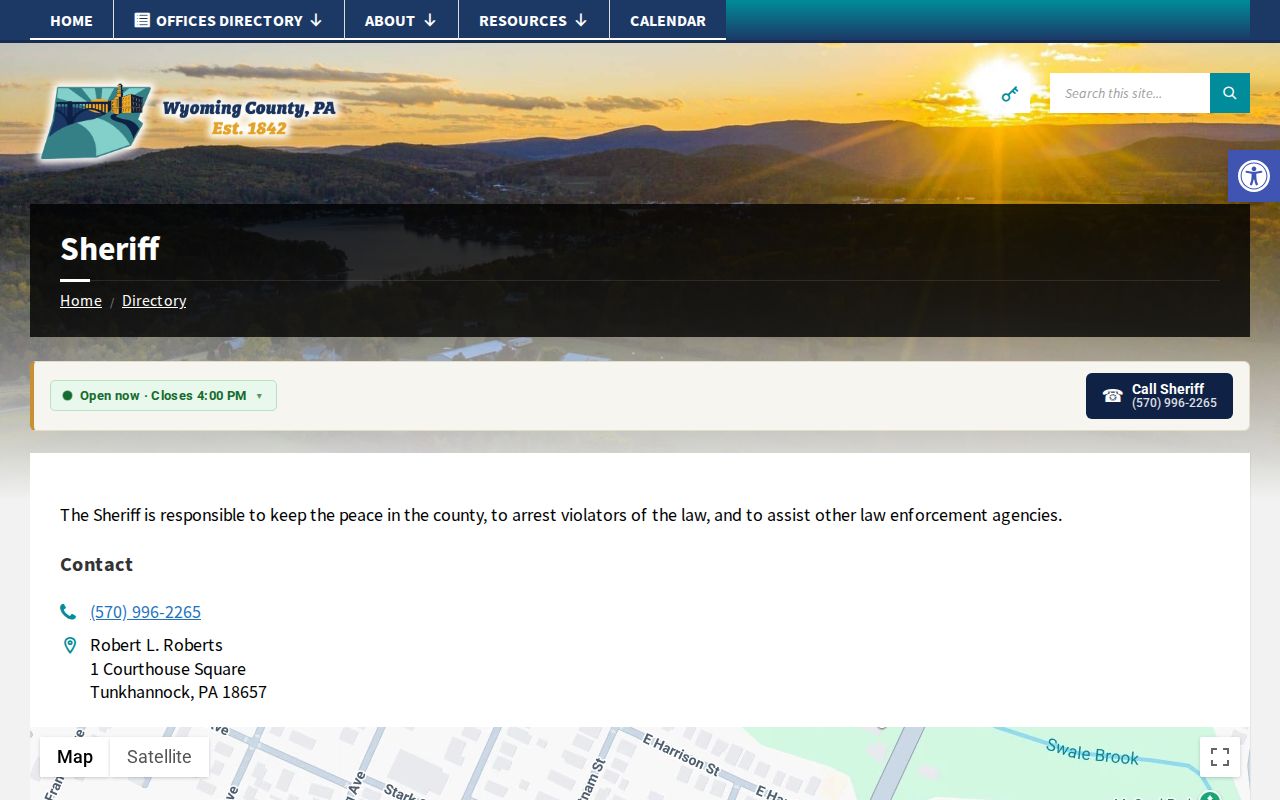 Wyoming County criminal records sheriff contact page