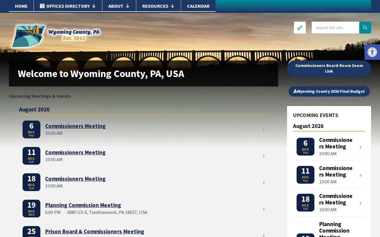 Wyoming County criminal history government directory