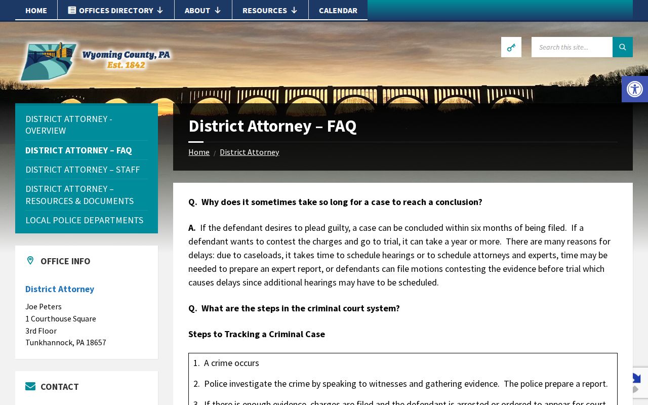 Tunkhannock criminal court records and local treatment court information